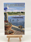 Delaware City, Delaware - Blue Crab and Oyster - Lantern Press Postcard (E201)
