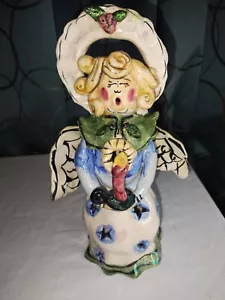 Blue Sky Clayworks Heather Goldminc 9" Angel Christmas Caroler Tealight Holder - Picture 1 of 8
