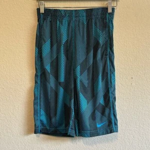 Boys Nike DriFit Basketball Shorts Aqua Blue Black Size Large - Picture 1 of 4
