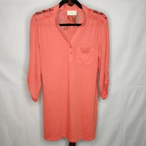 Bobbie Brooks women's M swimsuit cover up orange v-neck 3/4 sleeves lace pocket - Picture 1 of 9