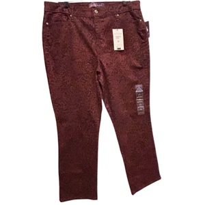 Pantalones Gloria Vanderbilt para mujer 18 púrpura leopardo recto tiro medio riel elástico - Imagen 1 de 10