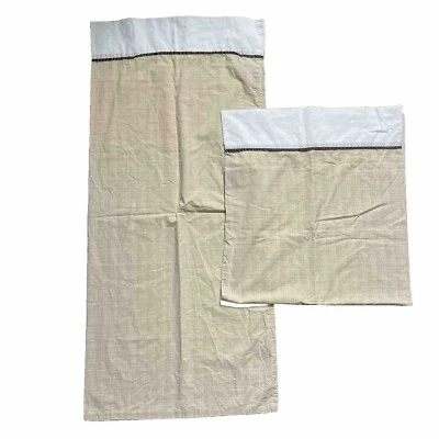 Nautica  Pillow Sham Case Beige Plaid 100% Cotton Set Of 2 18” X 40” - Image 1 of 4