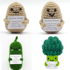Positive Words Funny Positive Doll Potato Cute Handmade Wool Knitted Hug Potato - Picture 1 of 17