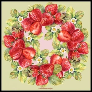 Wreath of Strawberry - Counted Cross Stitch Patterns - Color & BW Symbols Charts - Picture 1 of 2