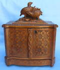 Ausgefallenes 19th Jahrhundert Deutsche Birke Holz Figur Vgel Zigarre Box