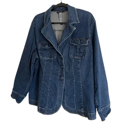 Chaqueta INC International Concepts Mujer 3X Azul Denim Botón Frontal Blazer Foto 1 de 4