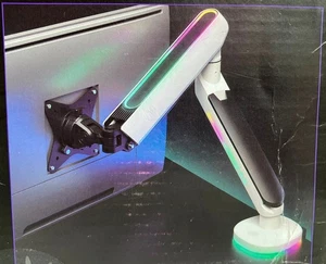 ISY IMA-3000 Support Bras Moniteur PC Gaming avec Éclairage RGB Blanc NEUF ! - Photo 1/3