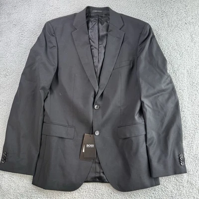 Hugo Boss Blazer Mens 40L Johnstons Lenon Black Wool Two Button NWT - Image 1 of 4