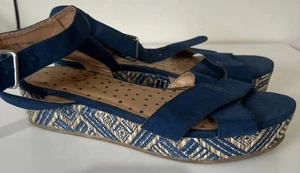 Navy Wedge Sandals Size 4 - Picture 1 of 5