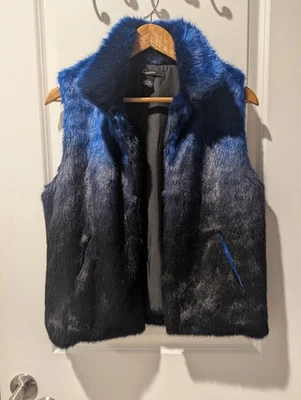 Chaleco de piel sintética Cejón azul real y negro para mujer talla pequeña Foto 1 de 4