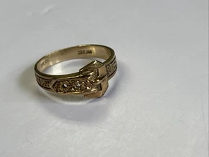 Anello cintura fibbia oro giallo massiccio 10 kt ~ misura 6,5 ~ 2,4 grammi ~ LEGGI DESCRIZIONE - Foto 1 di 13