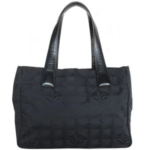 CHANEL Tote Bag New Travel Line Nylon Jacquard Leather Black Women's s0580 - Picture 1 of 5
