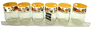 Vintage Gemco Ware 7 Piece Glass Spice Set w/Acrylic Rack, Model 8300, new (EE1) - Picture 1 of 12