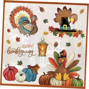 81PCS Happy Thanksgiving Window Clings 9 Sheets, Fall Pumpkin Maple Turkey - Picture 1 of 7