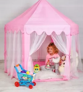 Spielzelt Spielhaus Mädchen Kinderburg Schloss Prinzessinenzelt Rosa 140x135 NEU - Bild 1 von 5