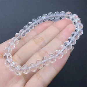 7MM Natural Clear Quartz Facet Bracelet Fashion Crystal Jewellery Reiki Healing - Picture 1 of 1