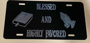 Black Custom License Plate Blessed - Picture 1 of 1