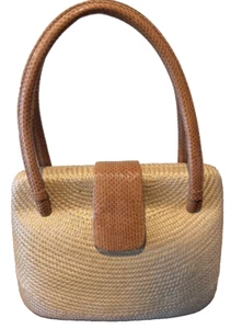 Bahay Bags Handbag Purse Rattan & Snake Handle Structured Lined - Picture 1 of 19