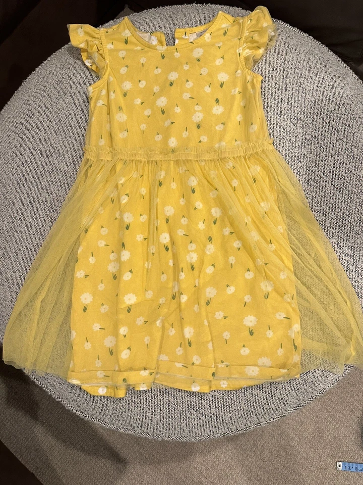 Vestido saia de tule Hanna Andersson feminino tamanho 10 amarelo margarida manga curta - Imagem 1 de 4
