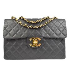 Chanel Black Lambskin Maxi Classic Flap Shoulder Bag 120678