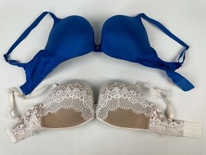 Lot of 2 Victoria's Secret Bras Very Sexy Push-Up & Bombshell Plunge 34D/DD