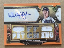 2022 Topps Triple Threads Walker Buehler Orange Jersey Auto #7/18