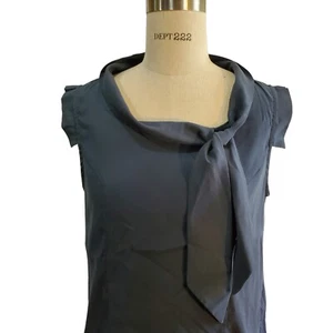 Comme Toi Women's Blue Gray Blouse With Neck Bow Size S - Picture 1 of 7
