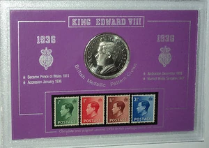 King Edward VIII Abdication Abdicated 1936 Pattern Crown Coin & Stamp Gift Set - Picture 1 of 1