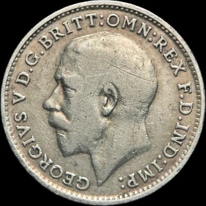 GREAT BRITAIN. 1914, 3 Pence, Silver - KGV, Crowned Denomination, Sterling - Picture 1 of 3