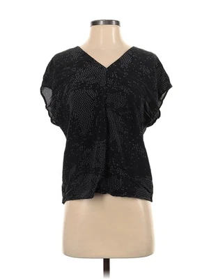 Steven Alan Women Black Short Sleeve Silk Top P - Image 1 of 2