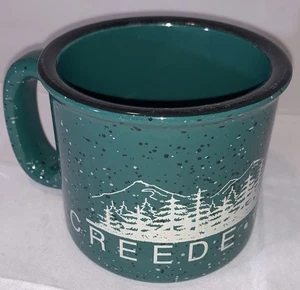 Creede Colorado Mountains & Pines Green Speckled White Tea Coffee Mug - Picture 1 of 11