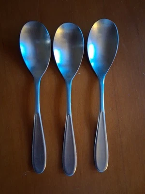 Set of 3  Satin StainlessTeaspoons Hampton MESSINA  6-5/8" - Image 1 of 4