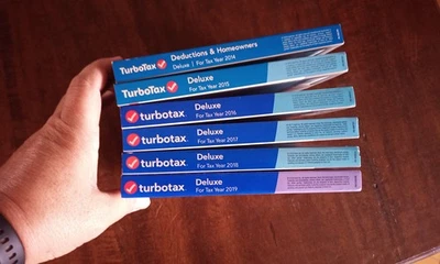Turbo Tax Deluxe Federal File Lot - 2014-2019 (CD versions) - Image 1 of 3