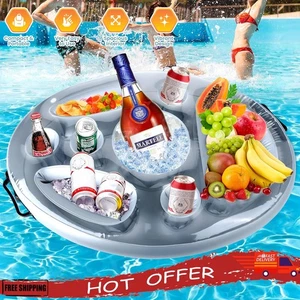 Aufblasbarer Party Poolbar Getränkehalter Schwimmbad Getränkekühler Snackhalter - Bild 1 von 12