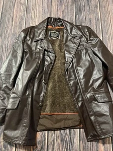 Vintage Cooper Leather Jacket Men's 44 Zip In Removable Faux Fur Liner Gangster - Picture 1 of 7