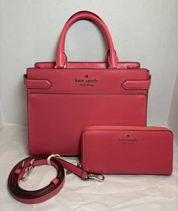 Bolso Cartera Kate Spade New York Staci Mujer Cuero Saffiano Rosa Rubí y Cartera - Imagen 1 de 24