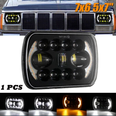 Faro LED alto/bajo blanco ámbar DRL de 7x6 pulgadas para Mitsubishi Mighty-Max 1983-1995 Foto 1 de 4