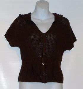 Limited Too Girls/Junior Short Sleeve Hooded Cardigan Knit Sweater Brown 20 NWT - Picture 1 of 2