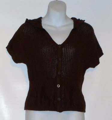 Cárdigan tejido con capucha de manga corta Limited Too para niñas/junior marrón 20 nuevo con etiquetas Foto 1 de 2