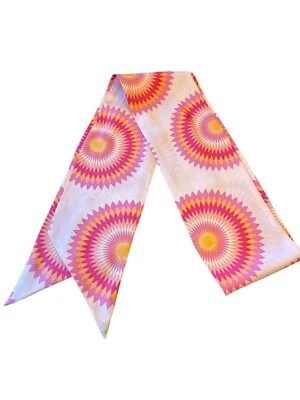 Bufanda de pelo larga de poliéster con gráfico naranja rosa vintage de los años 60 corbata talla única Foto 1 de 4