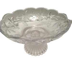 Mikasa Garden Terrace  Clear & Satin Glass Footed Compote 8½"    EUC - Picture 1 of 6