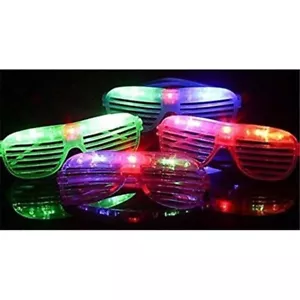 12 Piece High Quality Slotted & Shutter Shades Light Up Unisex Flashing Glasses - Picture 1 of 5