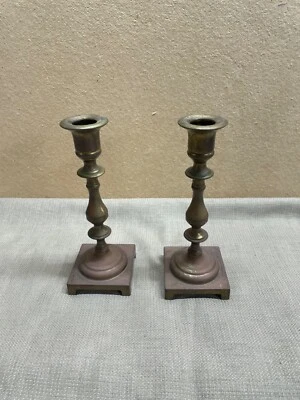 Pair Of Candle Holder Candlestick Brass Metal possible Copper - Image 1 of 4