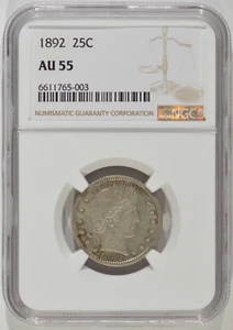 1892 Barber Silver Quarter 25c NGC AU55 6611765-003 - Picture 1 of 4