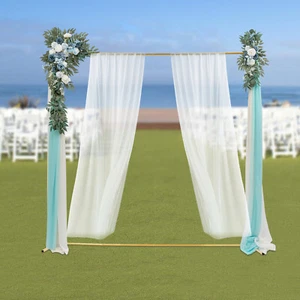 Conjunto de decoración de fondo de metal con soporte de telón de fondo de boda + cubierta de tela blanca - Imagen 1 de 23