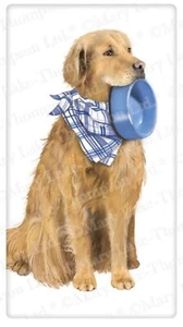 Mehlsack Küchengeschirrtuch Hund golden mit Napf Mary Lake - Thompson Neu - Bild 1 von 1