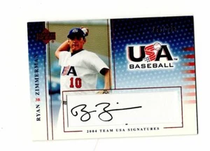 2004-2005 Ryan Zimmerman Team EE. UU. cubierta superior autógrafo negro 266/595 - Imagen 1 de 1