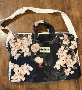 DACHEE Laptop Computer Messenger Bag Water-Resistant Floral Black Peony - Photo 1/4