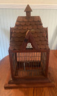 Old Vintage Natural Wood/Wire W/Dormers & Steeple Bird Cage /Home Decor~17" Tall
