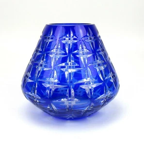 Jarrón de vidrio antiguo años 60 70 lijado a mano Handcut Mid-Century Glass 11 cm - Imagen 1 de 5